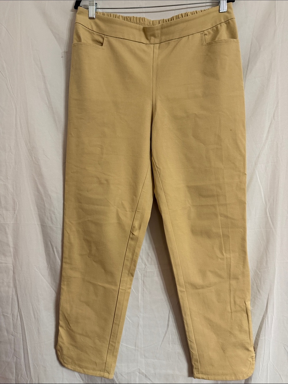 Isaac Mizrahi Mustard Tan Pull-On Slim Tapered Pants
